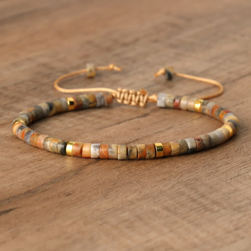 Armband aus Naturstein | Geflochten | Verstellbar | Edelstein-Achat-Luzern Mode