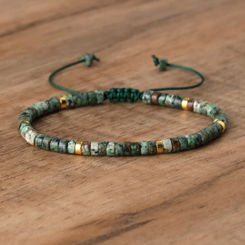 Armband aus Naturstein | Geflochten | Verstellbar | Edelstein-Afrikanischer Türkis-Luzern Mode