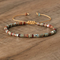 Armband aus Naturstein | Geflochten | Verstellbar | Edelstein-Agalmatolith-Luzern Mode