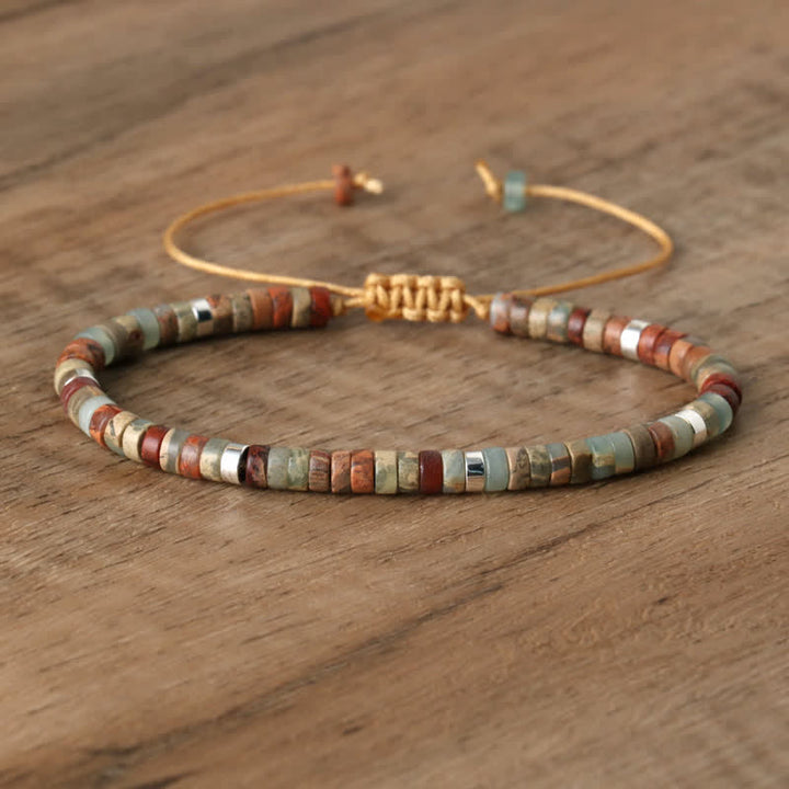 Armband aus Naturstein | Geflochten | Verstellbar | Edelstein-Agalmatolith-Luzern Mode
