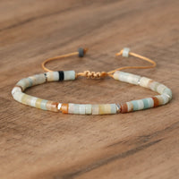 Armband aus Naturstein | Geflochten | Verstellbar | Edelstein-Amazonit-Luzern Mode