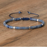 Armband aus Naturstein | Geflochten | Verstellbar | Edelstein-Blauer Aventurin-Luzern Mode