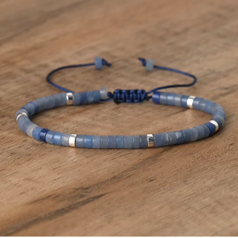 Armband aus Naturstein | Geflochten | Verstellbar | Edelstein-Blauer Aventurin-Luzern Mode