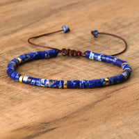 Armband aus Naturstein | Geflochten | Verstellbar | Edelstein-Blauer Kaiserstein-Luzern Mode