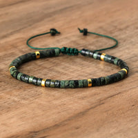 Armband aus Naturstein | Geflochten | Verstellbar | Edelstein-Blaugefleckter Jaspis-Luzern Mode