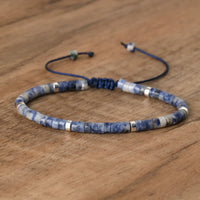 Armband aus Naturstein | Geflochten | Verstellbar | Edelstein-Blauwgevlekte jaspis-Luzern Mode