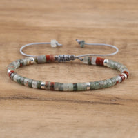 Armband aus Naturstein | Geflochten | Verstellbar | Edelstein-Blutstein-Luzern Mode