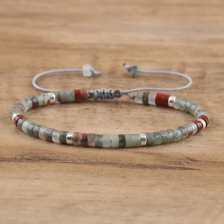Armband aus Naturstein | Geflochten | Verstellbar | Edelstein-Blutstein-Luzern Mode