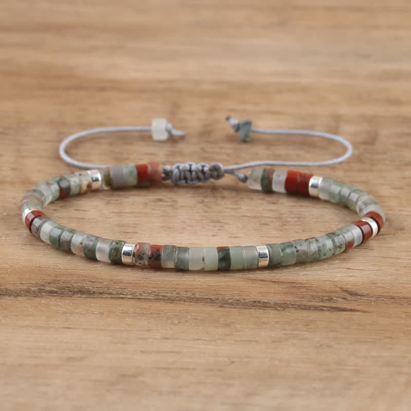 Armband aus Naturstein | Geflochten | Verstellbar | Edelstein-Blutstein-Luzern Mode
