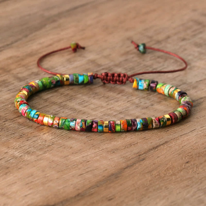 Armband aus Naturstein | Geflochten | Verstellbar | Edelstein-Bunter Kaiserstein-Luzern Mode