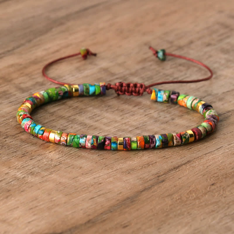 Armband aus Naturstein | Geflochten | Verstellbar | Edelstein-Bunter Kaiserstein-Luzern Mode