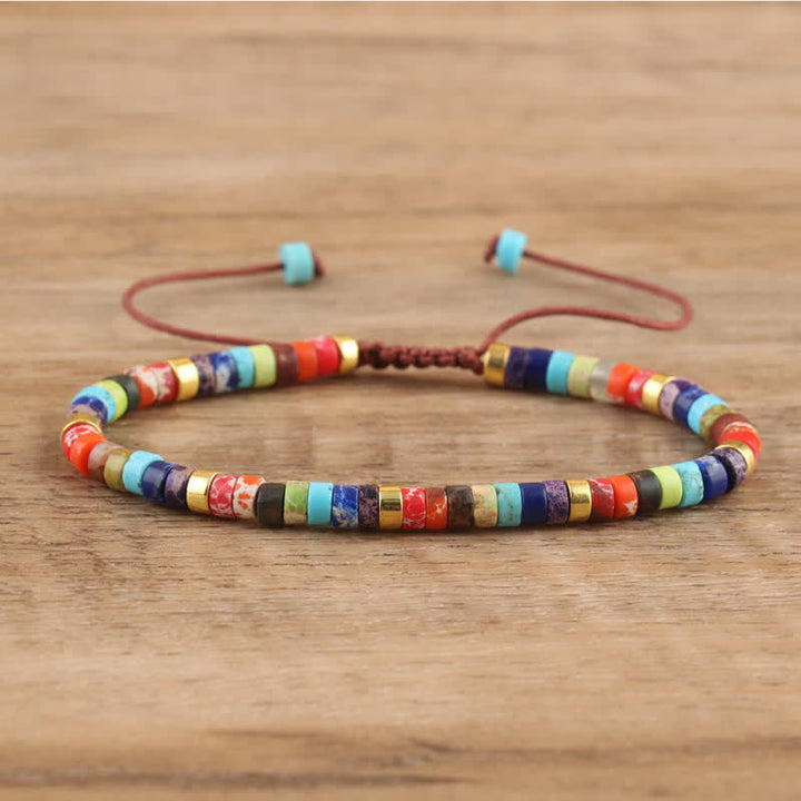 Armband aus Naturstein | Geflochten | Verstellbar | Edelstein-Chakra-Luzern Mode