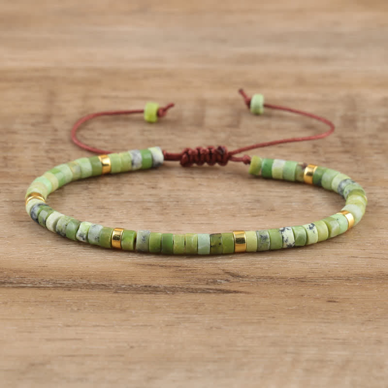 Armband aus Naturstein | Geflochten | Verstellbar | Edelstein-Chrysopras-Luzern Mode