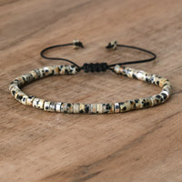 Armband aus Naturstein | Geflochten | Verstellbar | Edelstein-Dalmatiner Jaspis-Luzern Mode