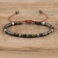 Armband aus Naturstein | Geflochten | Verstellbar | Edelstein-Drachenblutstein-Luzern Mode