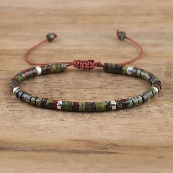 Armband aus Naturstein | Geflochten | Verstellbar | Edelstein-Drachenblutstein-Luzern Mode