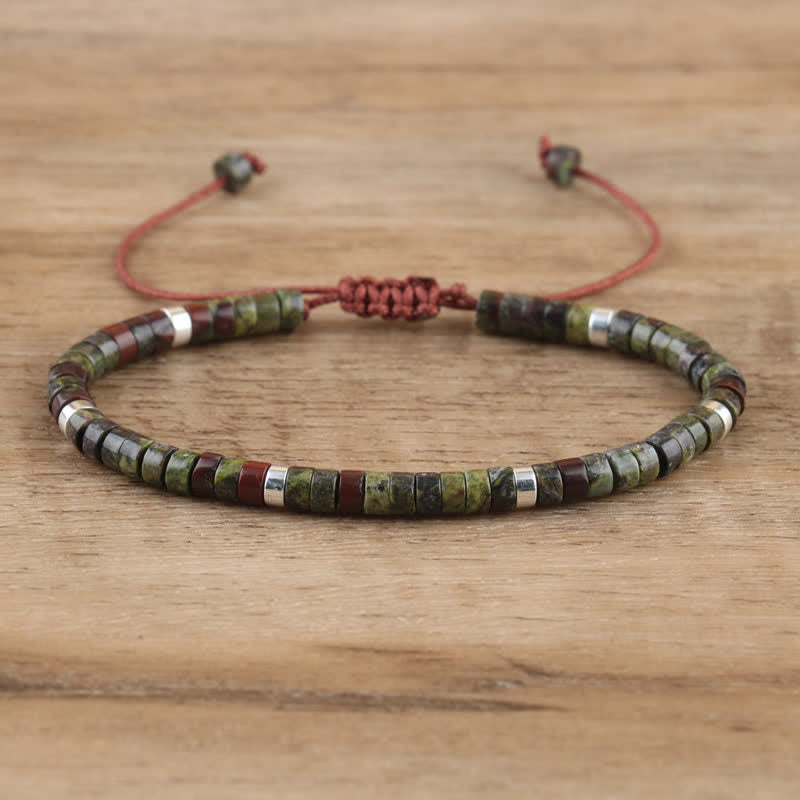 Armband aus Naturstein | Geflochten | Verstellbar | Edelstein-Drachenblutstein-Luzern Mode