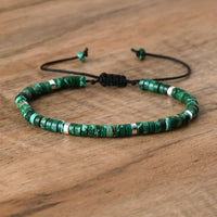 Armband aus Naturstein | Geflochten | Verstellbar | Edelstein-Dunkelgrüner Kaiserstein-Luzern Mode