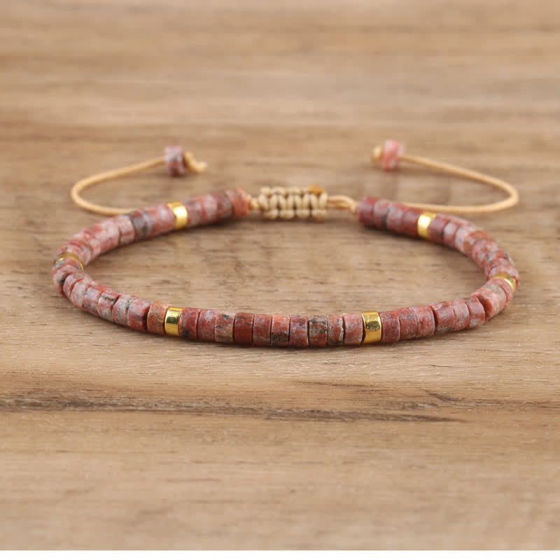 Armband aus Naturstein | Geflochten | Verstellbar | Edelstein-Granit-Luzern Mode