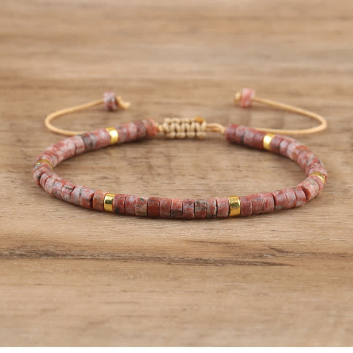Armband aus Naturstein | Geflochten | Verstellbar | Edelstein-Granit-Luzern Mode