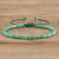 Armband aus Naturstein | Geflochten | Verstellbar | Edelstein-Grüner Aventurin-Luzern Mode