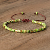 Armband aus Naturstein | Geflochten | Verstellbar | Edelstein-Grüner Kaiserstein-Luzern Mode