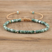 Armband aus Naturstein | Geflochten | Verstellbar | Edelstein-Grüner Punktstein-Luzern Mode