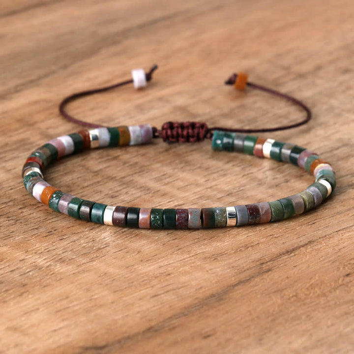 Armband aus Naturstein | Geflochten | Verstellbar | Edelstein-Indischer Achat-Luzern Mode