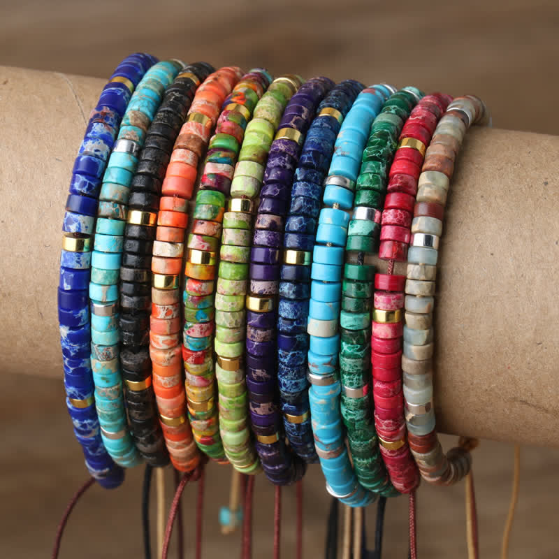 Armband aus Naturstein | Geflochten | Verstellbar | Edelstein-Luzern Mode