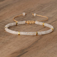 Armband aus Naturstein | Geflochten | Verstellbar | Edelstein-Klarer Kristall-Luzern Mode