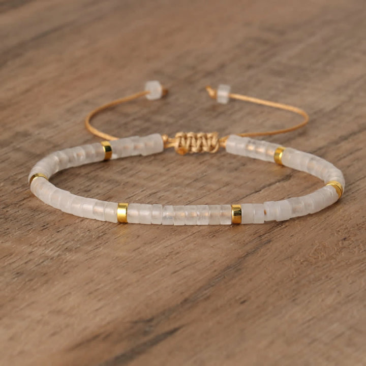 Armband aus Naturstein | Geflochten | Verstellbar | Edelstein-Klarer Kristall-Luzern Mode