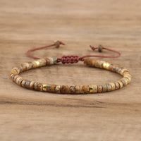 Armband aus Naturstein | Geflochten | Verstellbar | Edelstein-Landschaftsjaspis-Luzern Mode