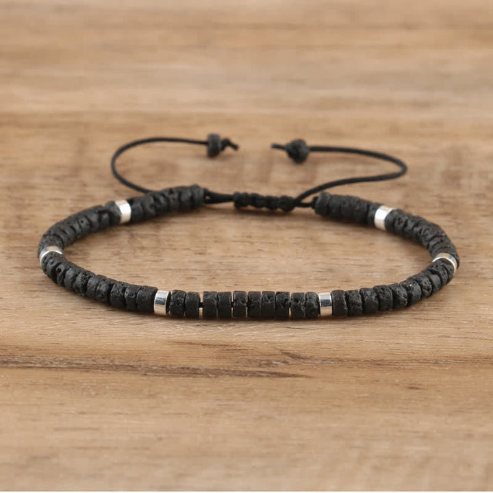 Armband aus Naturstein | Geflochten | Verstellbar | Edelstein-Lavastein-Luzern Mode