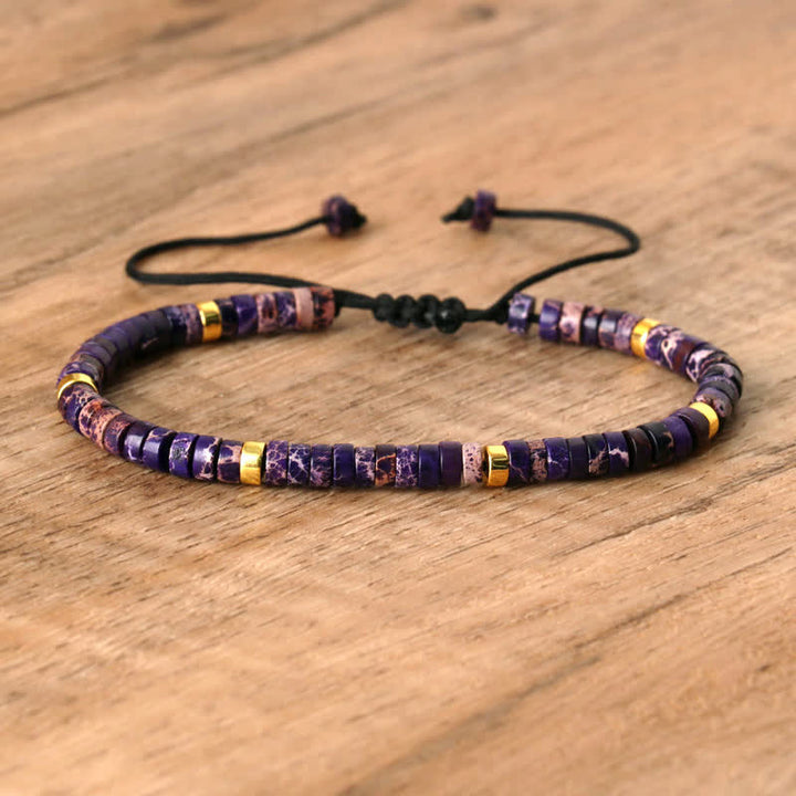 Armband aus Naturstein | Geflochten | Verstellbar | Edelstein-Lila Kaiserstein-Luzern Mode