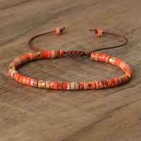 Armband aus Naturstein | Geflochten | Verstellbar | Edelstein-Oranger Kaiserstein-Luzern Mode