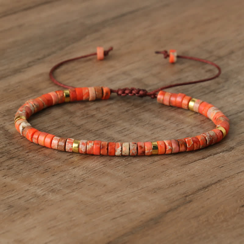 Armband aus Naturstein | Geflochten | Verstellbar | Edelstein-Oranger Kaiserstein-Luzern Mode