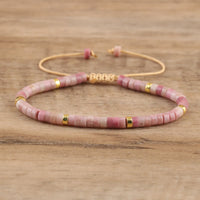 Armband aus Naturstein | Geflochten | Verstellbar | Edelstein-Pflaumenturmalin-Luzern Mode