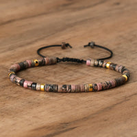 Armband aus Naturstein | Geflochten | Verstellbar | Edelstein-Rhodonit-Luzern Mode