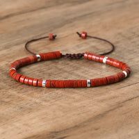 Armband aus Naturstein | Geflochten | Verstellbar | Edelstein-Roter Jaspis-Luzern Mode