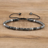 Armband aus Naturstein | Geflochten | Verstellbar | Edelstein-Schwarzer Blitzstein-Luzern Mode