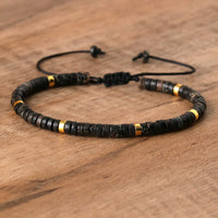 Armband aus Naturstein | Geflochten | Verstellbar | Edelstein-Schwarzer Kaiserstein-Luzern Mode