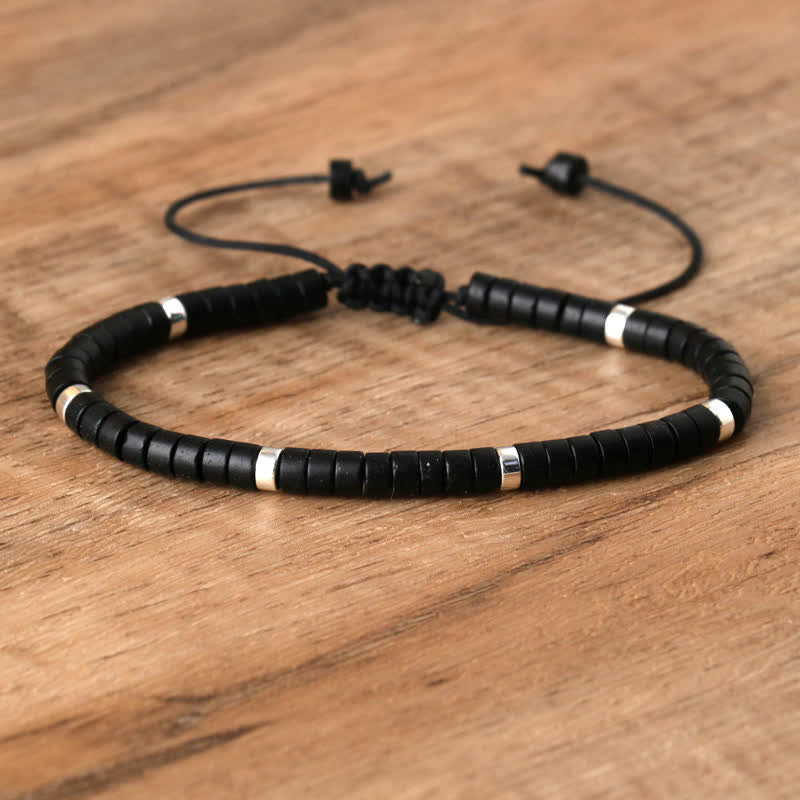 Armband aus Naturstein | Geflochten | Verstellbar | Edelstein-Schwarzer Turmalin-Luzern Mode