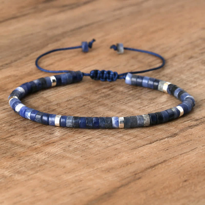 Armband aus Naturstein | Geflochten | Verstellbar | Edelstein-Sodalith-Luzern Mode