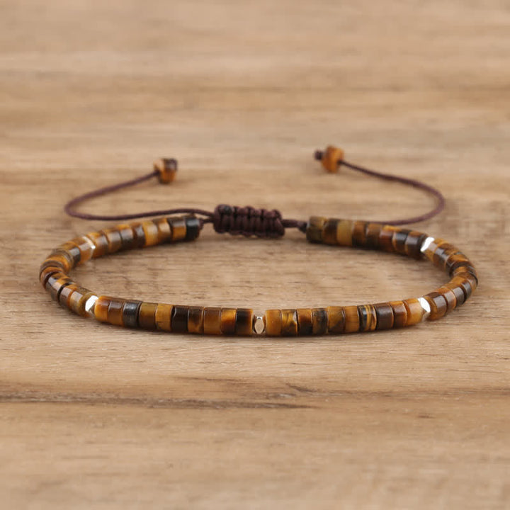 Armband aus Naturstein | Geflochten | Verstellbar | Edelstein-Tigerauge-Luzern Mode