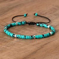 Armband aus Naturstein | Geflochten | Verstellbar | Edelstein-Türkis #1-Luzern Mode