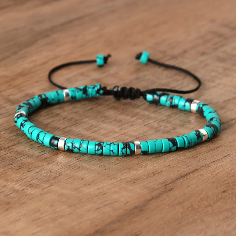 Armband aus Naturstein | Geflochten | Verstellbar | Edelstein-Türkis #1-Luzern Mode