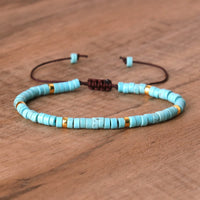 Armband aus Naturstein | Geflochten | Verstellbar | Edelstein-Türkis-Luzern Mode