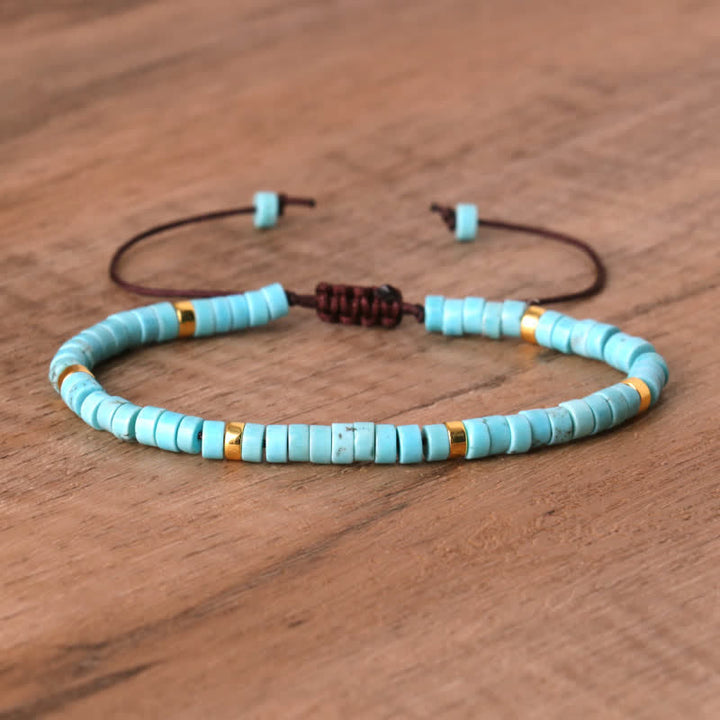 Armband aus Naturstein | Geflochten | Verstellbar | Edelstein-Türkis-Luzern Mode