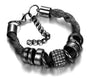 Verflochtenes Damenarmband mit Strass und Ringen Design-Schwarz-Luzern Mode
