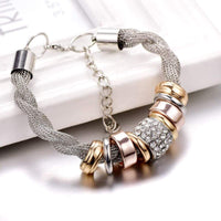 Verflochtenes Damenarmband mit Strass und Ringen Design-Luzern Mode